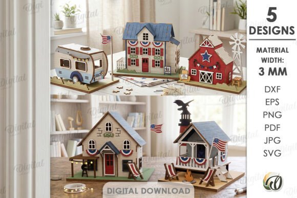 3D 4th of July Houses Bundle Laser Cutting: A Brand Designer’s Review