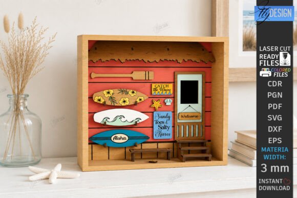 3D Beach Room Box Miniature Laser Cut Ho