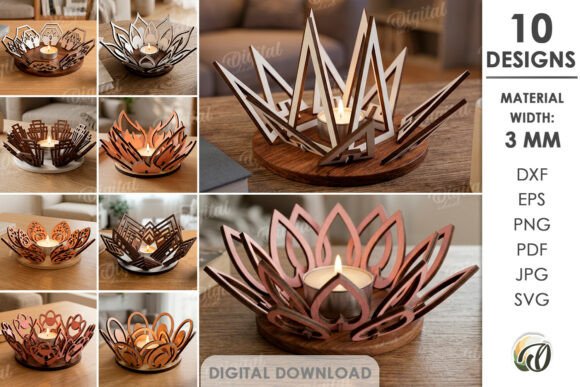 3D Candle Holders Bundle Laser Cut Review