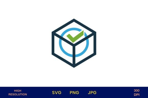 3D Checkbox Icon in Blue and Green Graphics and Illustrations