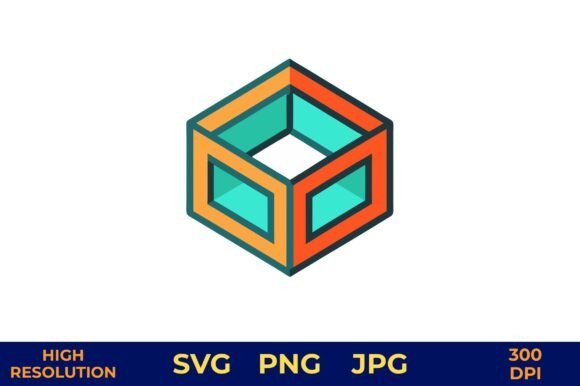 3D Cube with Gradient Colors Vector Review