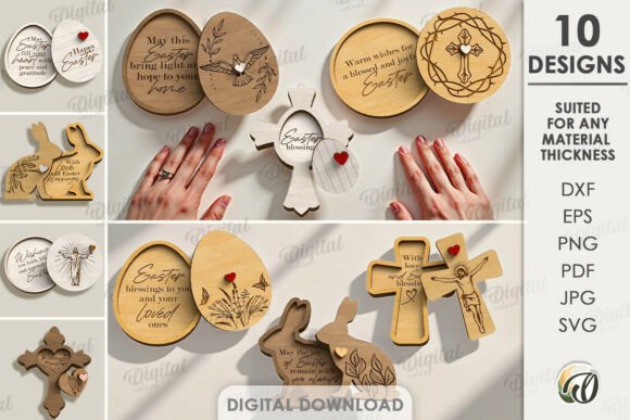 3D Easter Cards Bundle Laser Cut
