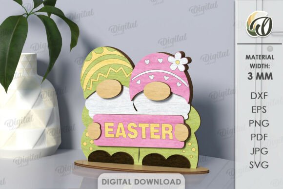 3D Easter Gnome Laser Cut: Stands and Branding