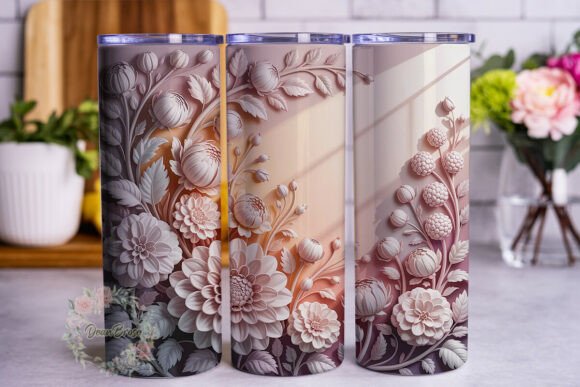 3D Floral Bas-Relief 20oz Tumbler Wrap Graphics Review