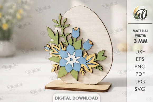 3D Floral Easter Decor Laser Cut Stands