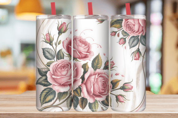 3D Flowers Roses 20 Oz Tumbler Wrap Graphics and Tumbler Wraps