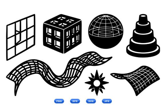 3D Geometric Grid Clipart for Modern Graphics and Crafts