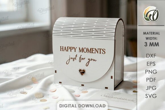 3D Gift Box Laser Cut. Happy Moments SVG