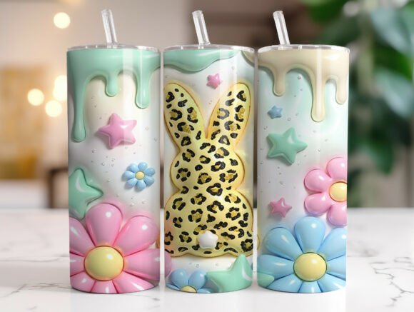 3D Inflated Pastel Bunny Easter Tumbler Graphics and Tumbler Wraps Review
