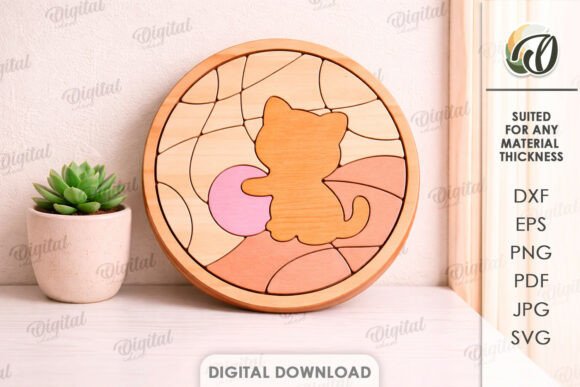 3D Mini Puzzle Decor Laser Cut. Kitten