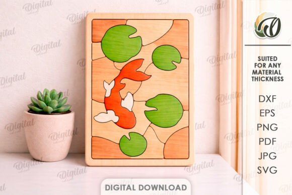 3D Mini Puzzle Decor Laser Cut. Koi Fish