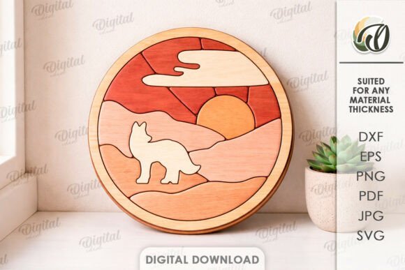 3D Mini Puzzle Decor Laser Cut. Wolf SVG