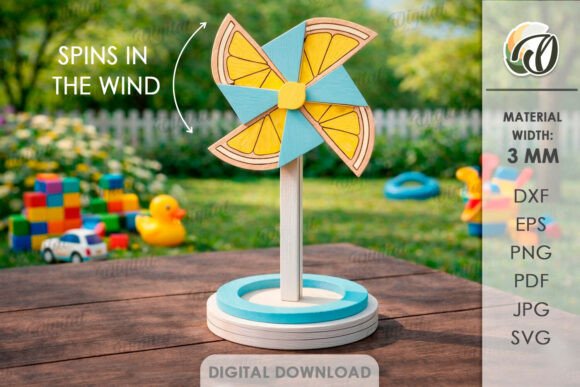 3D Pinwheel Stand Laser Cut. Lemon: Laser Cutting in Other Home Decor