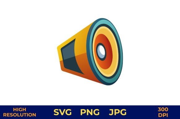 3D Speaker Icon in Gradient Colors for Graphics and Illustrations