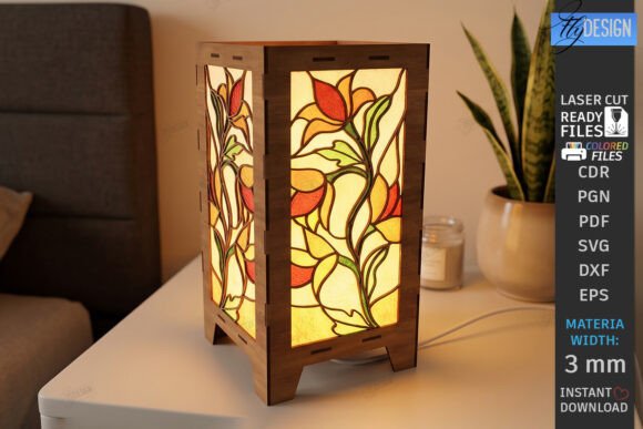 3D Stained Glass Floor Lamp Laser Cut: Home Decor Branding