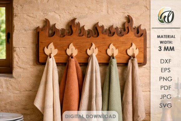 3D Summer Towel Rack Laser Cut. Fire SVG