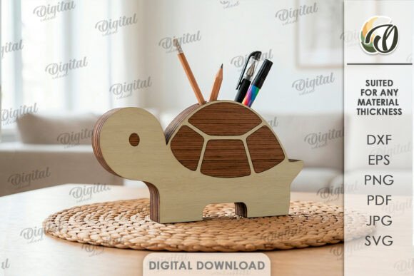 3D Turtle Stand Organizer Laser Cut