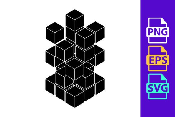 Abstract 3D Geometric Black Cubes Stack Graphics and Illustrations Review