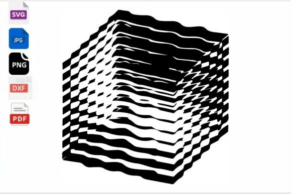 Abstract Black White Cube 3D Effect SVG Graphics and Crafts