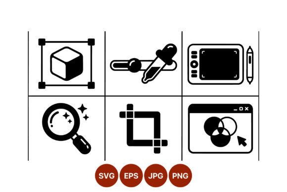 Black White Design Icons Vector Set for Graphics and Illustrations