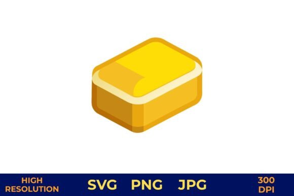 Bright Yellow Butter Block in 3D Vector Graphics and Illustrations