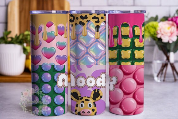 Bubble Inflated 3D Patterns 20oz Tumbler Graphics and Tumbler Wraps