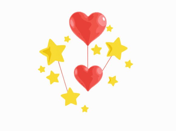 Bundle of 3D Hearts and Stars SVG Graphics for Crafts