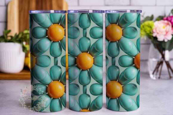 Daisy Bloom 3D Glossy 20oz Tumbler Wrap Graphics and Tumbler Wraps