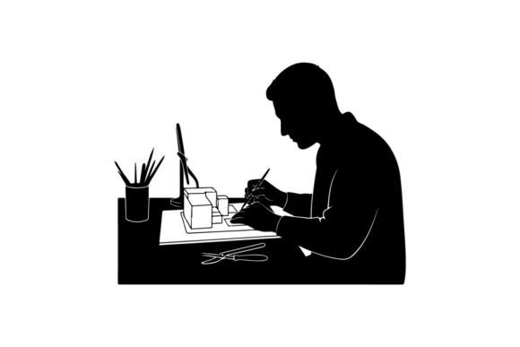 Designer Sketching 3d Model on Desk Vect: A Review for Graphics and Illustrations