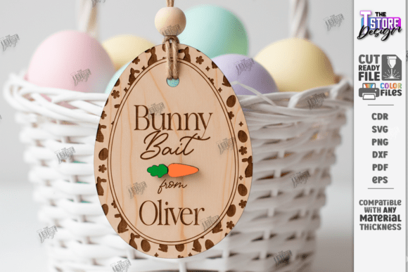 Easter Bunny Bait Tag Laser Cut 3D Tag