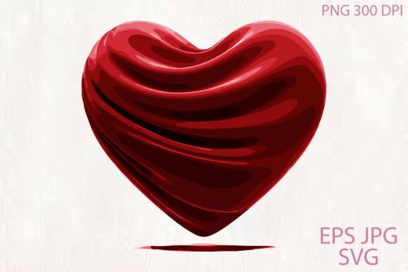 Glossy Red Heart Valentine Design Graphics and Illustrations Review