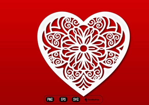 Layered Heart Mandala SVG Design: Graphics and Illustrations for Editorial Use