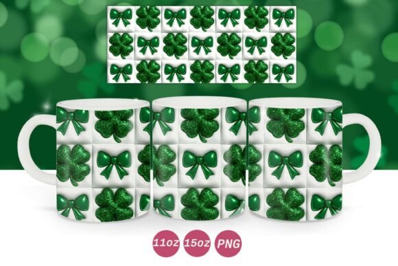 St.Patrick s Day 3D Shamrocks Mug Wrap